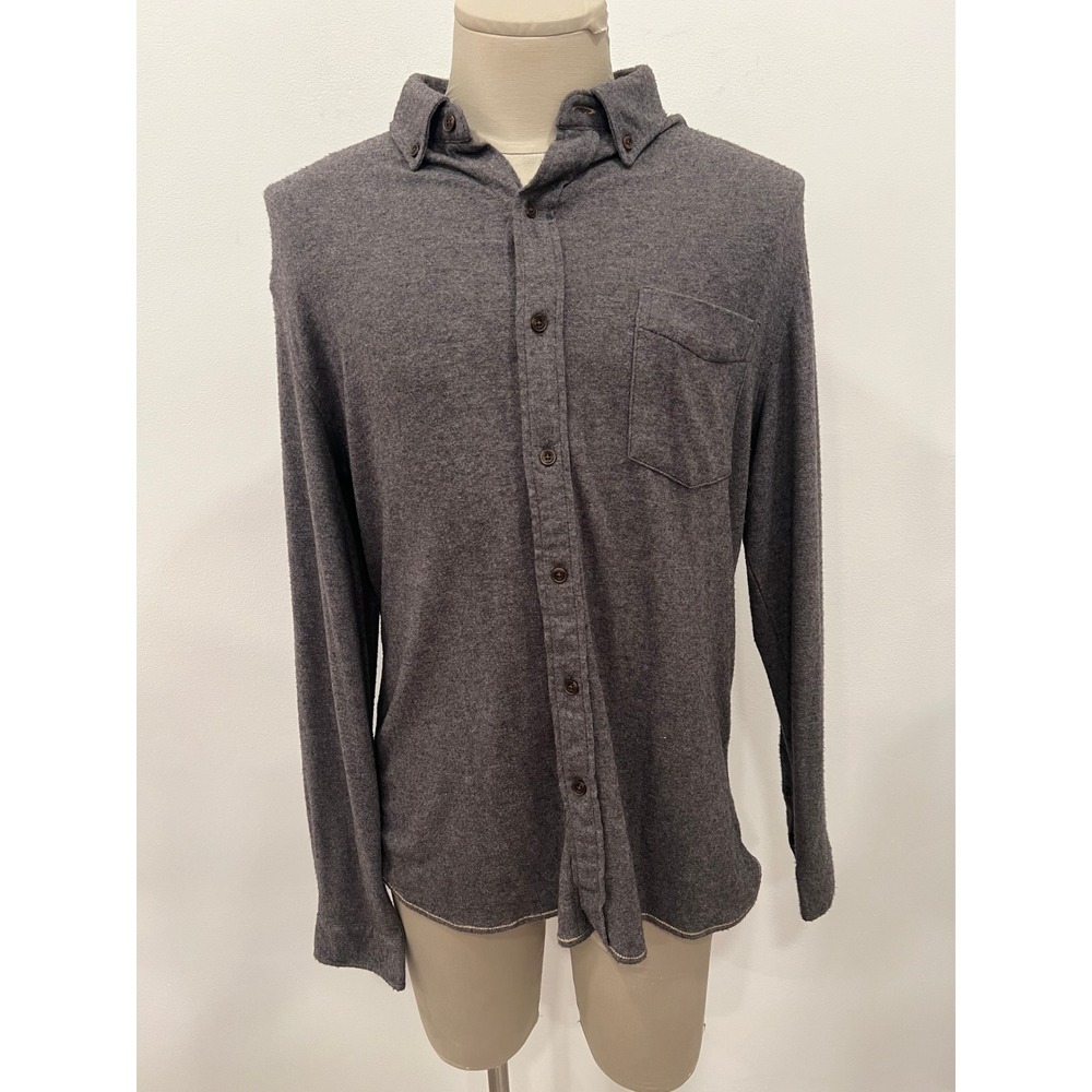 Surfside Supply Mens Knit Button Down Shirt Grey Casual Coastal Size L